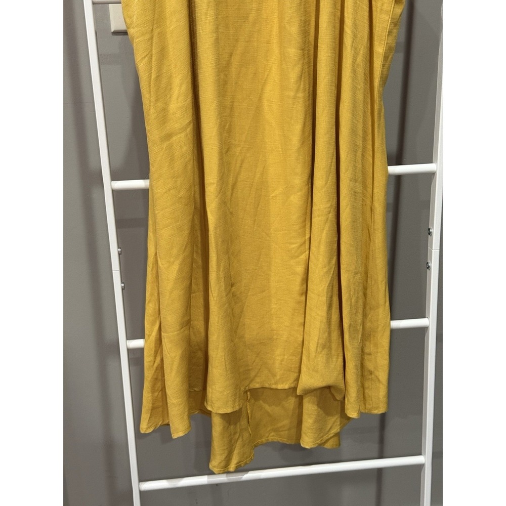 Women's Yellow Solid Halter Neck Boho Chic Minimalist Midi Swing Dress XL - Picture 3 of 6